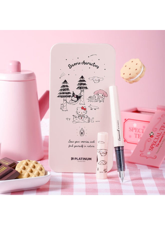 Platinum Pq-200kt Camping Fountain Pen Set For Students' Handwriting Practice, Beginner-friendly With Replaceable Ink Cartridges, Hard-tip Calligraphy Fountain Pen, Cinnamoroll Big-eared Dog - Image 1