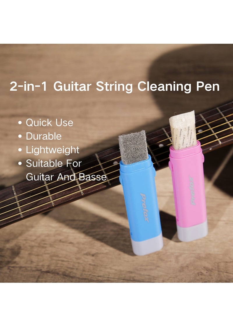 PREFOX 2-in-1 Guitar String Cleaning and Conditioning Pen. Rust Removal and Care, Blue - Image 1