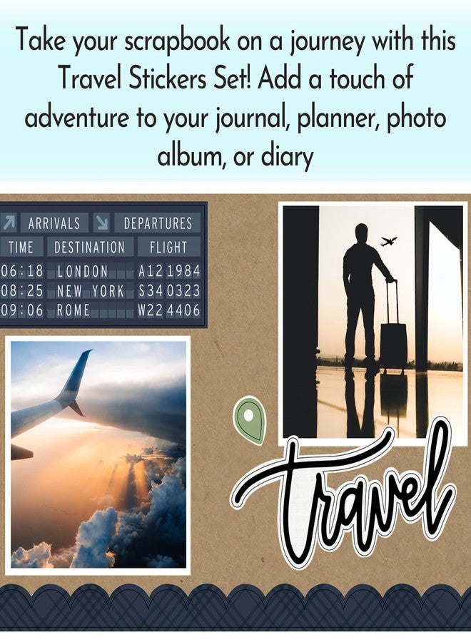 Trendzeen Travel Stickers for Scrapbooking - Travel Scrapbook Chipboard for Journal, Planner, Photo Album, Diary | Vacation Stickers Set Includes Phrases, Luggage, Globe, Camera Designs | 2 Items - Image 2