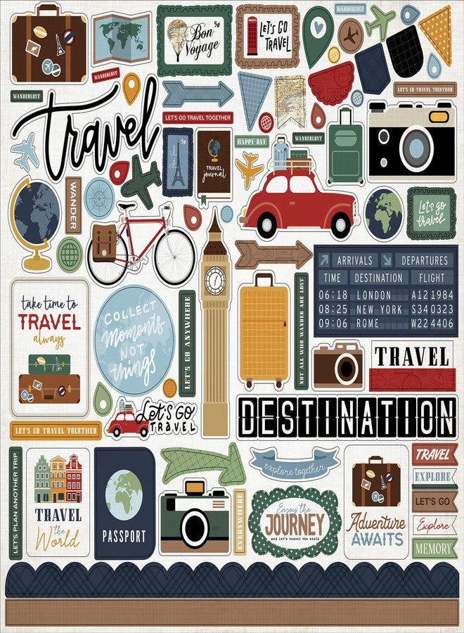 Trendzeen Travel Stickers for Scrapbooking - Travel Scrapbook Chipboard for Journal, Planner, Photo Album, Diary | Vacation Stickers Set Includes Phrases, Luggage, Globe, Camera Designs | 2 Items - Image 5