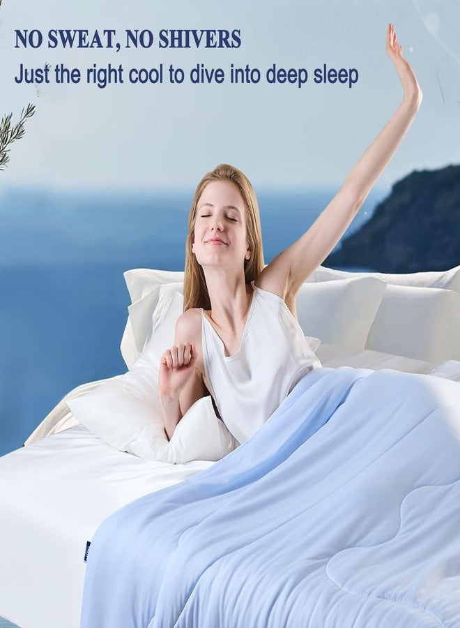 Vielit Cooling Comforter Queen Size for Hot Sleepers and Night Sweats, Luxury Lightweight Summer Comforter, Soft Double Sided Breathable Cooling Blankets,Q-Max>0.425,Machinewashable,90x90,Grey Blue - Image 3