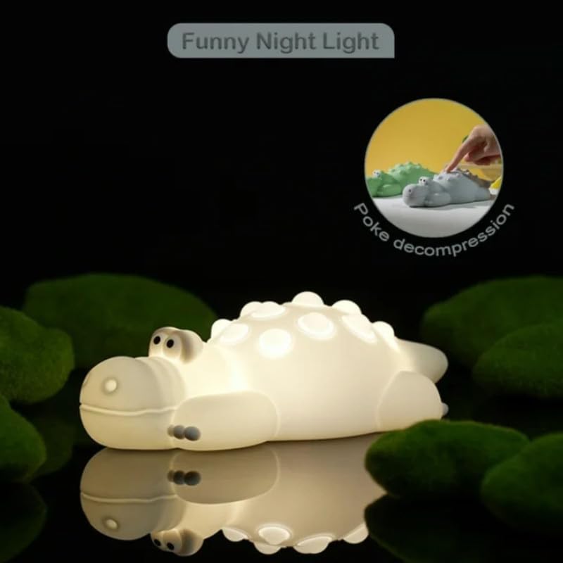 HashWOW® Silicone Crocodile Night Light for Kids – Rechargeable LED Bedside Lamp with 7 Color Changing Modes, Touch Control, Dimmable Brightness & Timer – Safe for Boys & Girls - Image 4