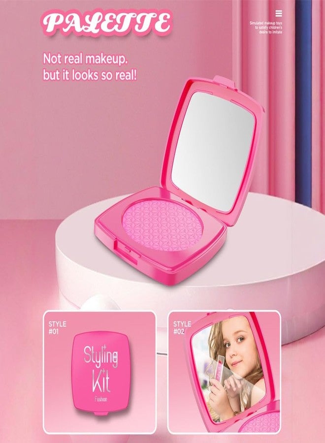 WenToyce Pretend Makeup Kit for Girls, 12 Pcs Kids Cosmetic Pretend Play Beauty Make Up Set, Not Real Eye Shadow Blush Palette Lipstick with Hand Bag, Pink - Image 3