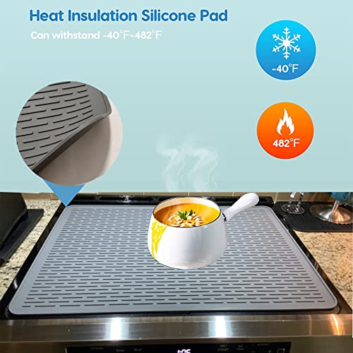 Xinpuerda Silicone Stove Top Cover and Mat for Ceramics, 27.75"x19.75" - Multipurpose, Gray - Image 2