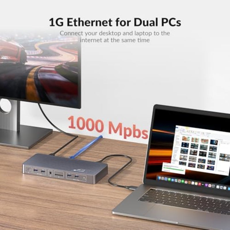 منصة تبديل KVM لسطح المكتب لأجهزة MacBook والكمبيوتر الشخصي: ألومنيوم، أسود، HDMI مزدوج 4K، 100W PD، Ethernet، مضاهاة EDID، التوصيل والتشغيل - Image 5