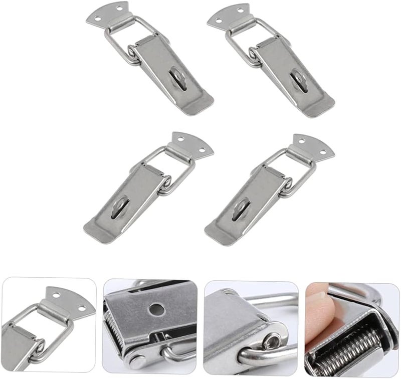 4 قطع من مزلاج الربيع الفولاذي المقاوم للصدأ للأدراج والخزائن والصناديق الخشبية سهلة التركيب - Image 4