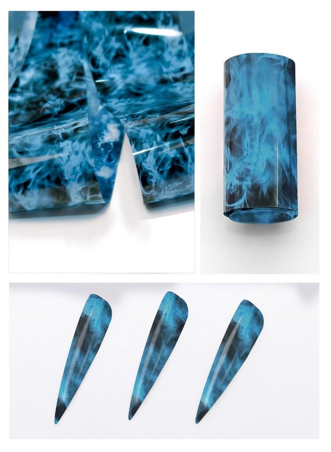 JERCLITY 10 Rolls Flame Nail Foil Transfer Sticker Kit Nail Foil Sheets Foil Nail Art Decals Nail Foil Transfer Stickers Foil Nail Wraps for Foil Nail Art（Blue） - Image 4