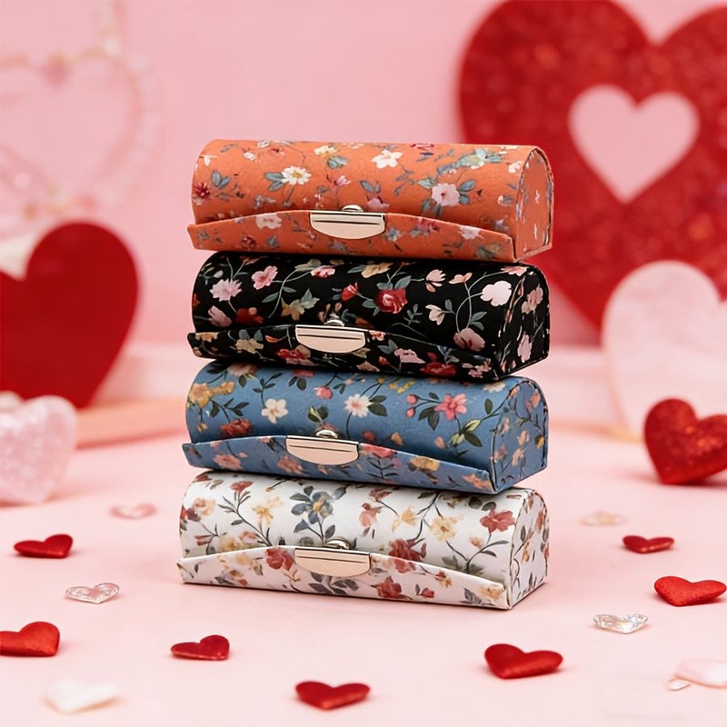 Elegant 4 Pc Floral Lipstick Case Set With Mirrors For Travel And Everyday Use - Image 2