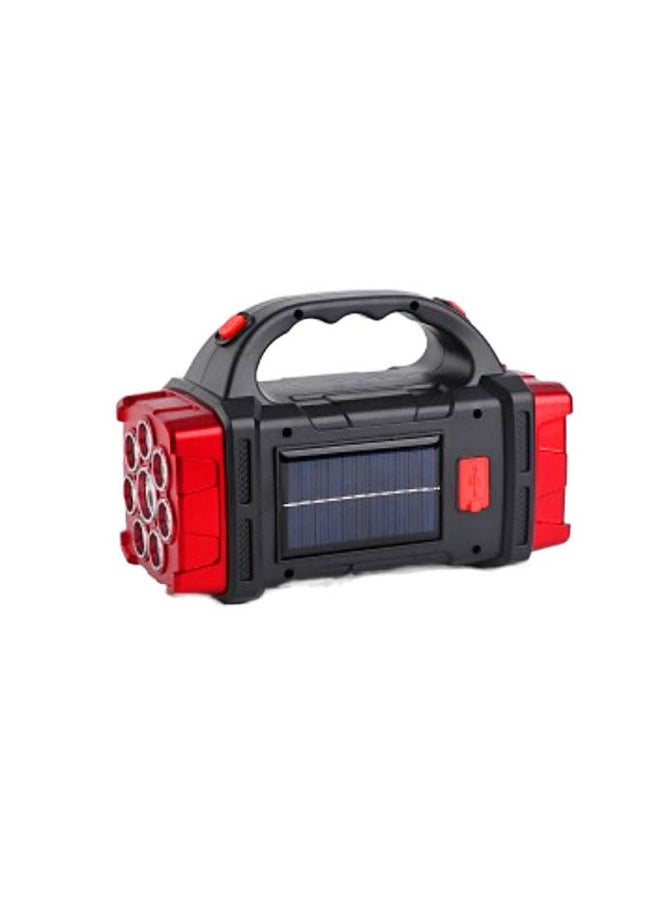 Generic Outdoor Emergency Strong Light Rechargeable Led Flashlight Two-head Solar Portable USB Dual Light Camping Searchlight-Color:2678 Red  - Image 4
