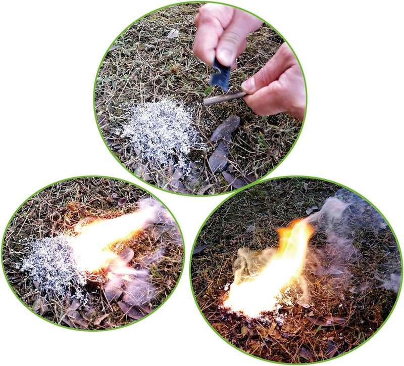 eGreen99 Magnesium Fire Starter Kit with Ferro Rod – Emergency Survival Gear with 12 Bags 99% Pure Magnesium + Waist Bag Waterproof Tin for Camping, Hiking, Bushcraft - Image 5