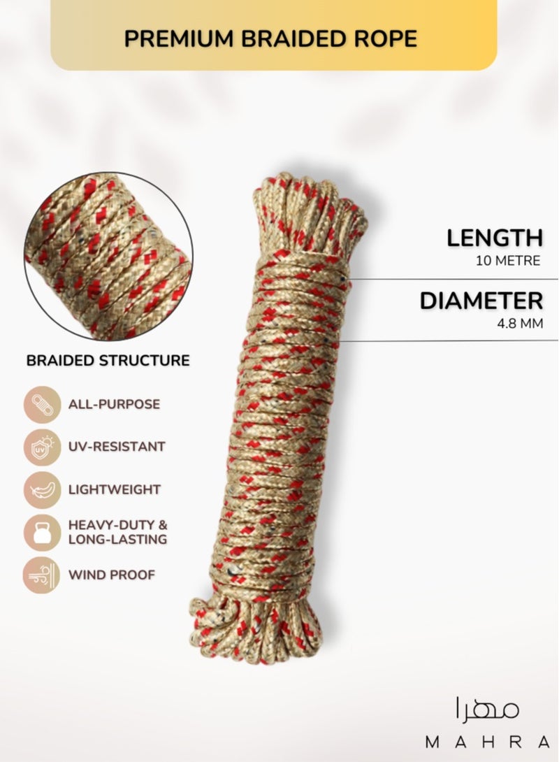 MAHRA CO. Pack of 3 | Light Golden Polypropylene Ropes | Durable, Weather-Resistant, Floatable, UV-Resistant, Wear-Resistant | Perfect for Outdoor Activities, Marine Use, Gardening, and Building Projects | Each Cord: 10m - Image 3