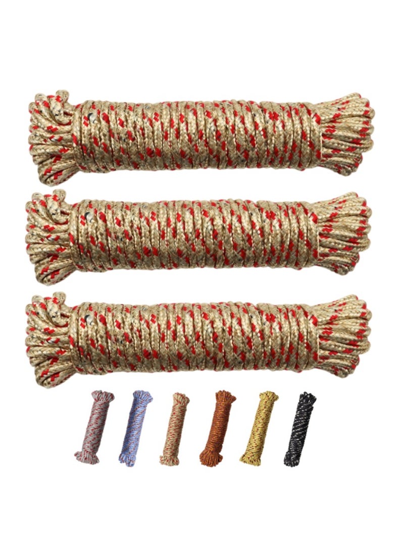 MAHRA CO. Pack of 3 | Light Golden Polypropylene Ropes | Durable, Weather-Resistant, Floatable, UV-Resistant, Wear-Resistant | Perfect for Outdoor Activities, Marine Use, Gardening, and Building Projects | Each Cord: 10m - Image 1