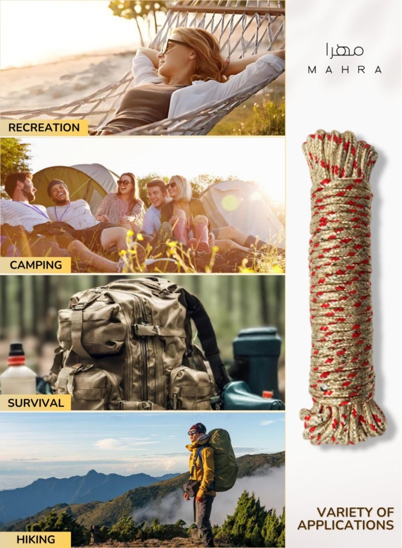 MAHRA CO. Pack of 3 | Light Golden Polypropylene Ropes | Durable, Weather-Resistant, Floatable, UV-Resistant, Wear-Resistant | Perfect for Outdoor Activities, Marine Use, Gardening, and Building Projects | Each Cord: 10m - Image 5