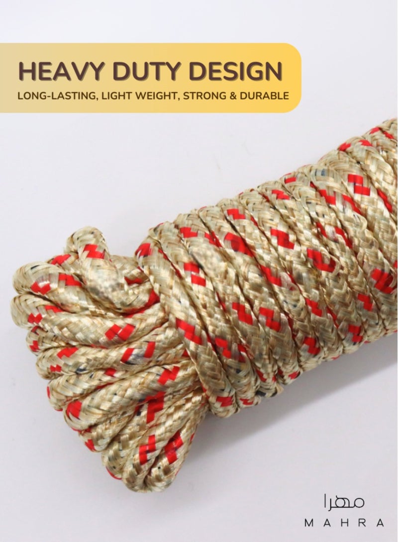 MAHRA CO. Pack of 3 | Light Golden Polypropylene Ropes | Durable, Weather-Resistant, Floatable, UV-Resistant, Wear-Resistant | Perfect for Outdoor Activities, Marine Use, Gardening, and Building Projects | Each Cord: 10m - Image 2