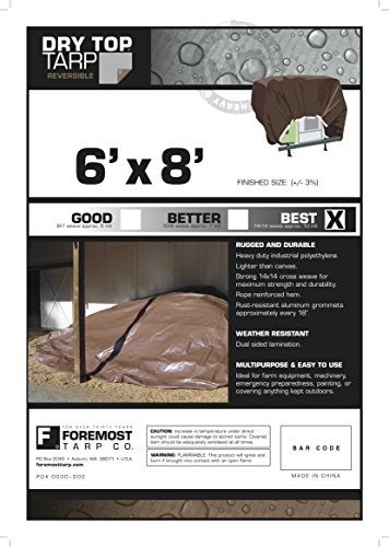 Dry Top 6' x 8' Foremost Tarp 20068 Silver/Brown Dry Top Silver Brown 10 Mil Heavy Duty Reversible Tarp - Image 2