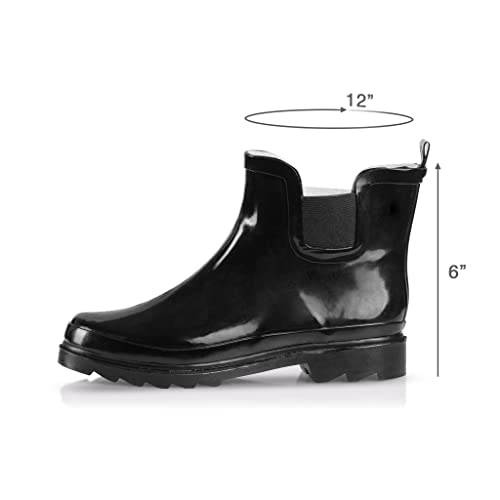 NORTY - Womens Ankle Rain Boots - Ladies Waterproof Winter Spring Garden Boot runs ½ size large Black Size 9 - Image 3
