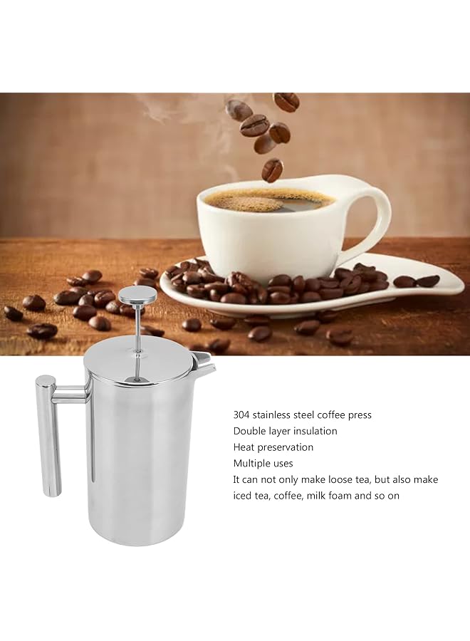 erorex French Press Coffee Maker French Coffee Press Dishwasher 304 Stainless Steel Sturdy Structure Double Wall With Filter Screen For Cafe 800Ml - Image 2