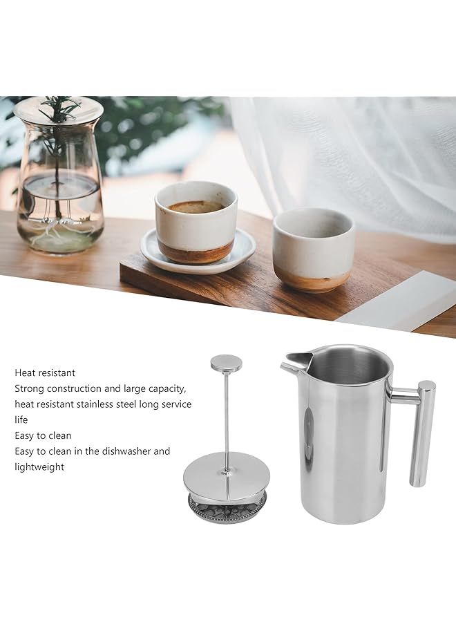 erorex French Press Coffee Maker French Coffee Press Dishwasher 304 Stainless Steel Sturdy Structure Double Wall With Filter Screen For Cafe 800Ml - Image 3