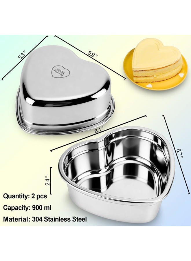 AWTBDP 6 Inch Heart Cake Pan Set of 2, Nonstick Heart Shaped Cake Pans for Layer cakes, Durable Stainless Steel Cake Baking Pans Tins for Valentine's Day/Thanksgiving/Wedding/Anniversary, Dishwasher Safe - Image 3