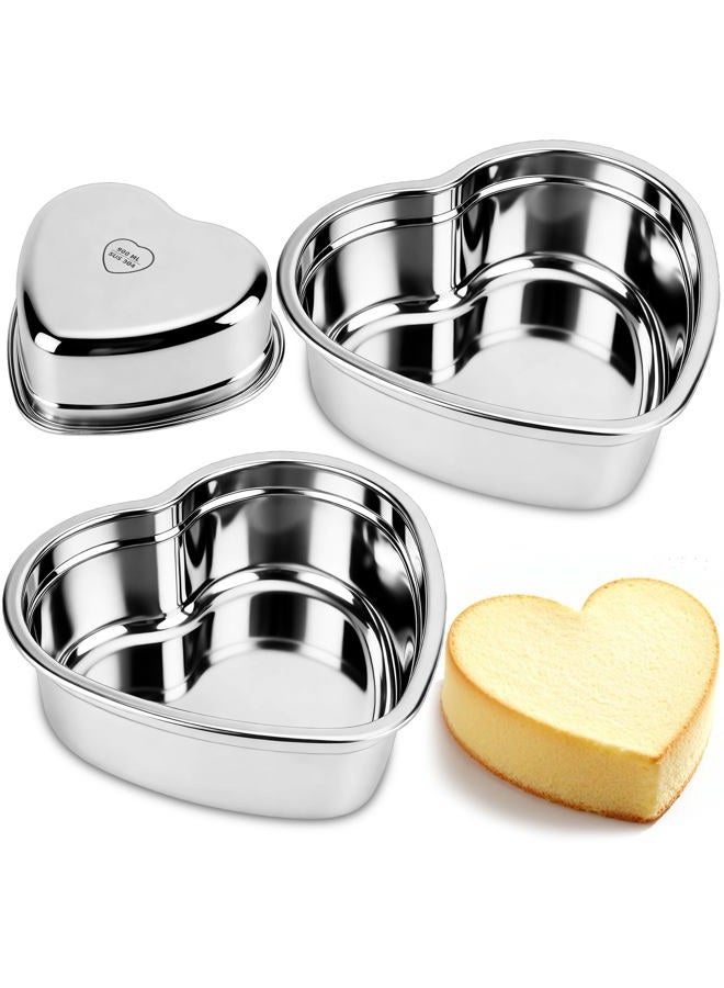 AWTBDP 6 Inch Heart Cake Pan Set of 2, Nonstick Heart Shaped Cake Pans for Layer cakes, Durable Stainless Steel Cake Baking Pans Tins for Valentine's Day/Thanksgiving/Wedding/Anniversary, Dishwasher Safe - Image 1