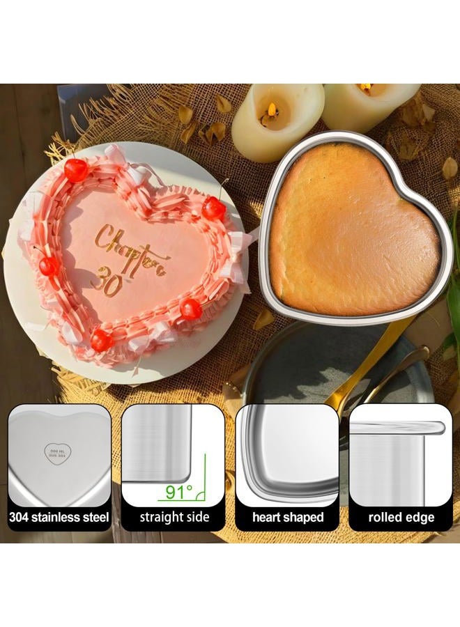 AWTBDP 6 Inch Heart Cake Pan Set of 2, Nonstick Heart Shaped Cake Pans for Layer cakes, Durable Stainless Steel Cake Baking Pans Tins for Valentine's Day/Thanksgiving/Wedding/Anniversary, Dishwasher Safe - Image 2