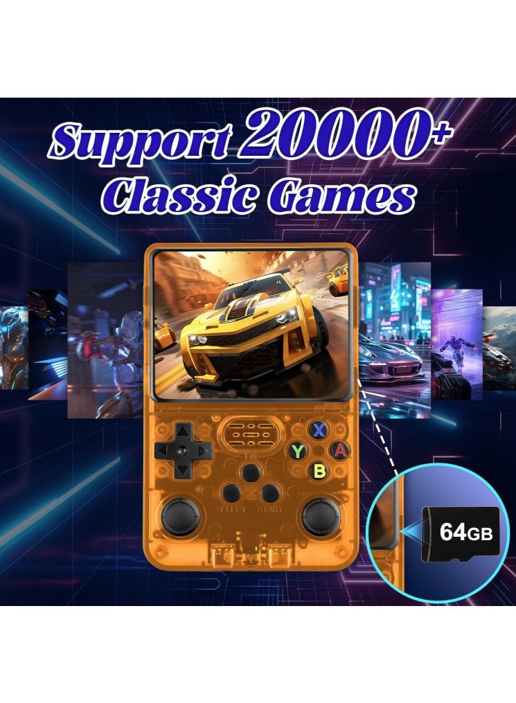 Generic R36S Portable Linux Retro Video Game Console with 64GB TF Card and 20,000+ Games, Retro Video Game Console with 3.5 Inch IPS Screen- orange - Image 4