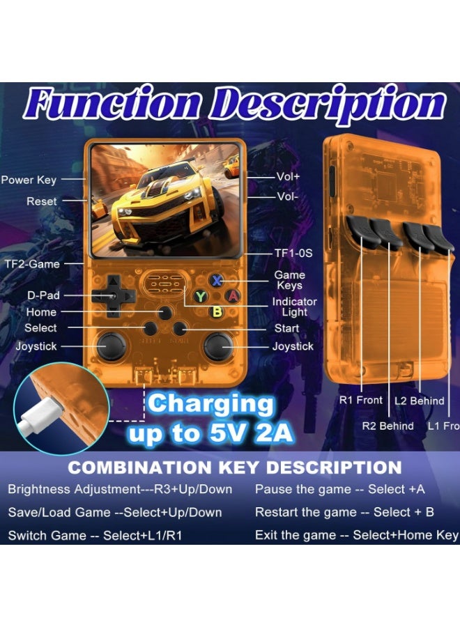Generic R36S Portable Linux Retro Video Game Console with 64GB TF Card and 20,000+ Games, Retro Video Game Console with 3.5 Inch IPS Screen- orange - Image 5