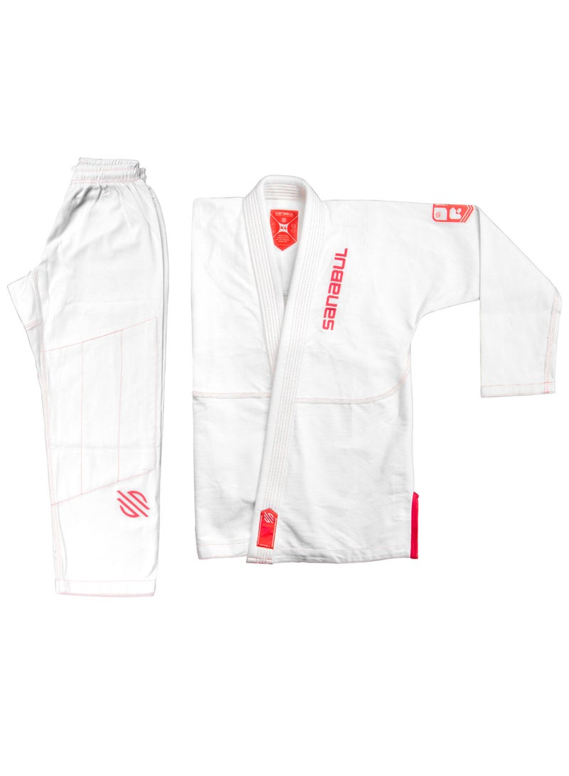 سنابول زي جيو جيتسو للأطفال Future Legends – قميص برازيل Jiu Jitsu مع حزام أبيض مجاني، خفيف ومتينا (أبيض/أحمر، K1) - Image 4