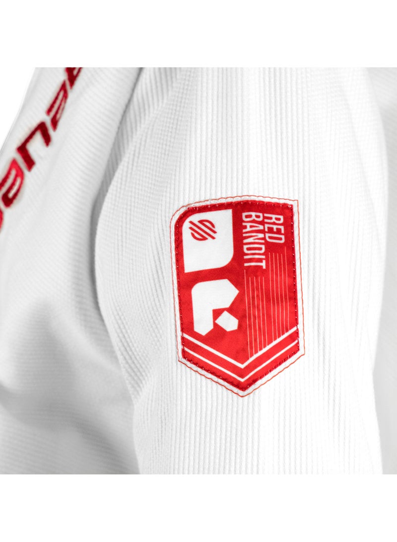 سنابول زي جيو جيتسو للأطفال Future Legends – قميص برازيل Jiu Jitsu مع حزام أبيض مجاني، خفيف ومتينا (أبيض/أحمر، K1) - Image 2