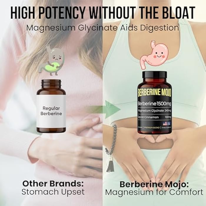 Berberine 1500mg Supplement with GLP-1 & Glucose Support - Berberine HCL, Magnesium Glycinate, Ceylon Cinnamon - Sugar Control & Weight Management Herbal Supplements - Made in USA, 60 Tablets - Image 4