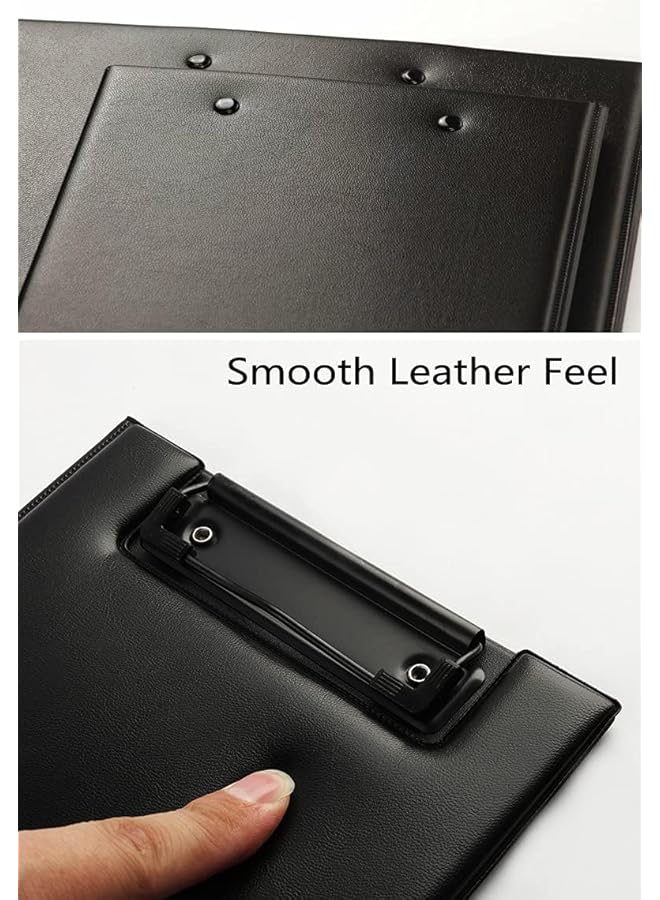 إيروريكس لوح جلدي قابل للطي مقاس A5 مكون من قطعتين من مجلد الملفات السميك المصنوع من مادة البولي يوريثان مع إمكانية الدوران بزاوية 360 درجة ولوحة الكتابة ومنظم تخزين المستندات لاجتماعات العمل والاستخدام المكتبي - Image 3