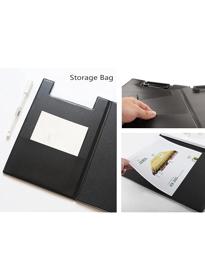 إيروريكس لوح جلدي قابل للطي مقاس A5 مكون من قطعتين من مجلد الملفات السميك المصنوع من مادة البولي يوريثان مع إمكانية الدوران بزاوية 360 درجة ولوحة الكتابة ومنظم تخزين المستندات لاجتماعات العمل والاستخدام المكتبي - Image 4