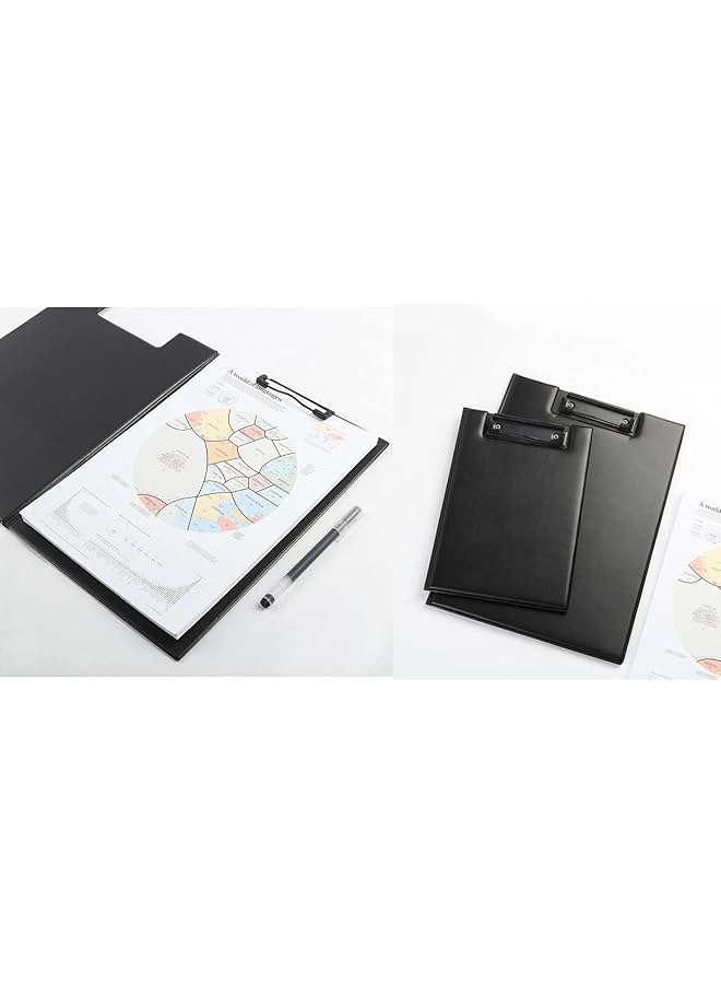 إيروريكس لوح جلدي قابل للطي مقاس A5 مكون من قطعتين من مجلد الملفات السميك المصنوع من مادة البولي يوريثان مع إمكانية الدوران بزاوية 360 درجة ولوحة الكتابة ومنظم تخزين المستندات لاجتماعات العمل والاستخدام المكتبي - Image 2