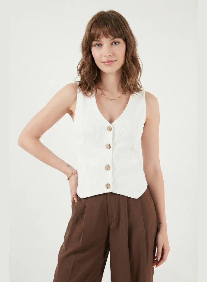 Lela  Lela Fittili Regular Fit V-Neck Buttoned Vest Women's VEST 5866559 for Women | Best Price UAE