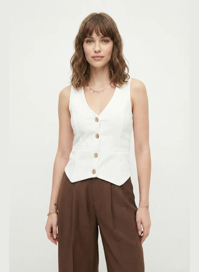 Lela Lela Fittili Regular Fit V-Neck Buttoned Vest Women's VEST 5866559