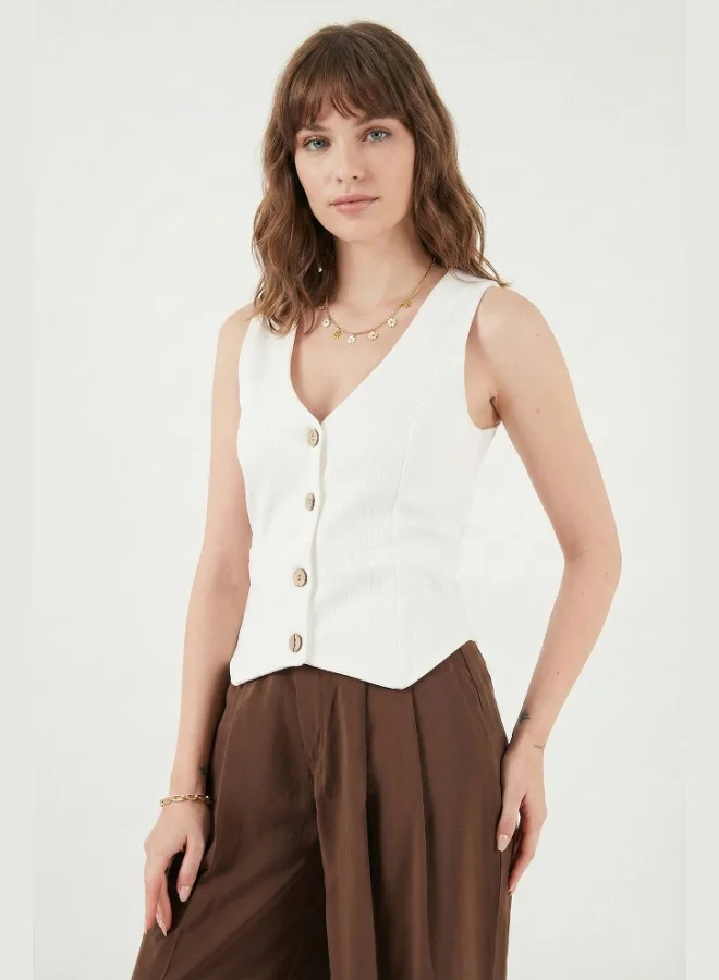 Lela  Lela Fittili Regular Fit V-Neck Buttoned Vest Women's VEST 5866559 for Women | Best Price UAE
