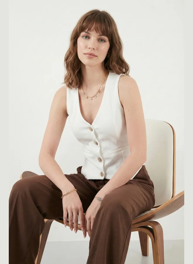 Lela  Lela Fittili Regular Fit V-Neck Buttoned Vest Women's VEST 5866559 for Women | Best Price UAE