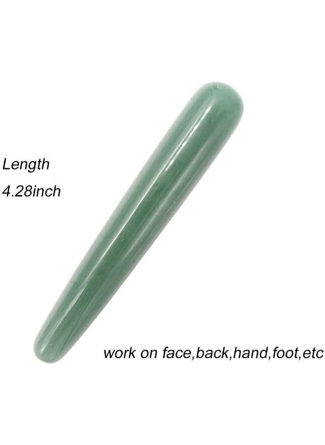 EasyLife Green Aventurine Jade for Acupuncture Therapy Pointed Stick Treatment Gua Sha Scraping Tool, Face Care Tool for Women Massage and Relaxation  - Image 2