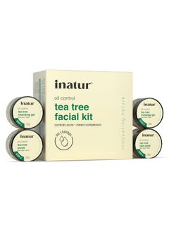 INATUR Tea Tree Facial Kit Cleansing Gel Scrub Massage Cream Face Pack For Clear Skin And Acne Control For Oily Combination And Acne Prone Skin 100G  - Image 1