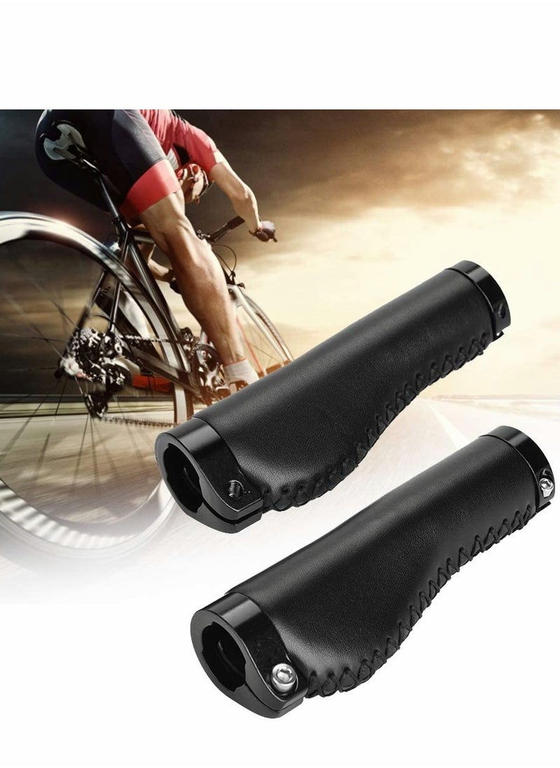 Generic - Leather Lock-on Bike Handlebar Grips Non-Slip Design for Comfortable Cycling - Image 1