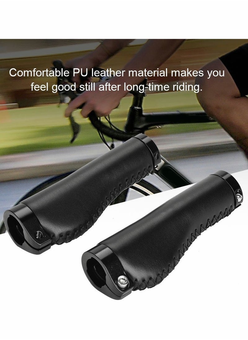 Generic - Leather Lock-on Bike Handlebar Grips Non-Slip Design for Comfortable Cycling - Image 1