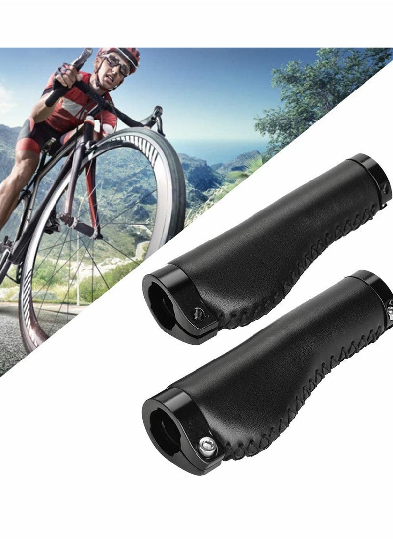 Generic - Leather Lock-on Bike Handlebar Grips Non-Slip Design for Comfortable Cycling - Image 1