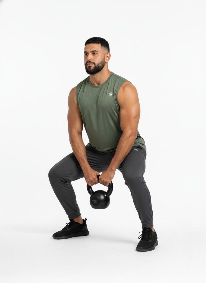 بريما إيس رجالي Tank Top عشاق الجيم بريميوم Dark Olive - Image 4