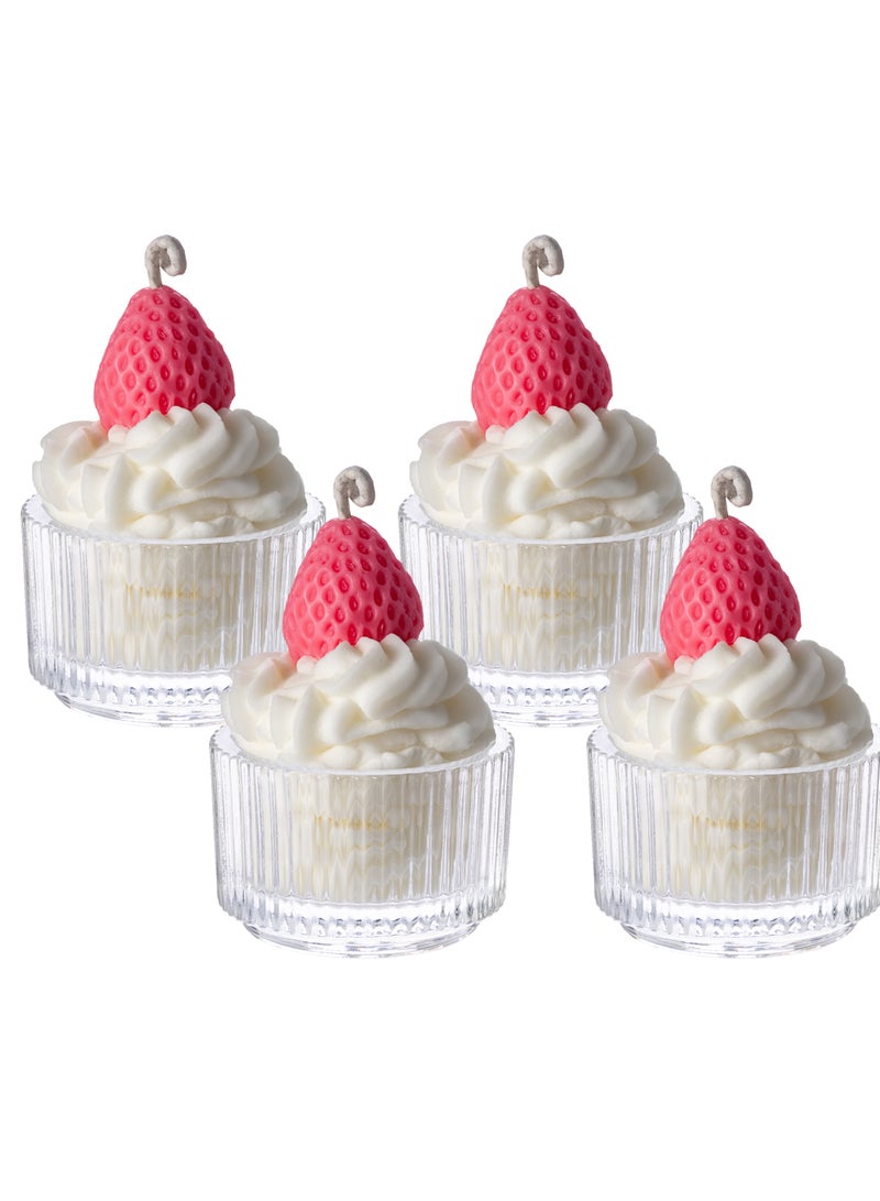 Handmade Dessert-Inspired Candle – Premium Soy Wax Whipped Cupcake Design with Pink Strawberry Topper – Aesthetic Decorative Candle for Gifts, Home Décor & Special Occasions – Eco-Friendly, Reusable Jar, Sweet Scented – Perfect for Birthday, Bridal Shower, Girls’ Room, and Romantic Spaces  - Image 1
