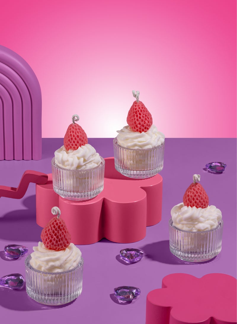 Handmade Dessert-Inspired Candle – Premium Soy Wax Whipped Cupcake Design with Pink Strawberry Topper – Aesthetic Decorative Candle for Gifts, Home Décor & Special Occasions – Eco-Friendly, Reusable Jar, Sweet Scented – Perfect for Birthday, Bridal Shower, Girls’ Room, and Romantic Spaces  - Image 2