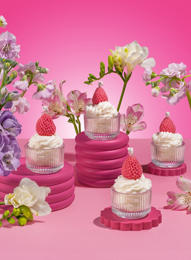 Handmade Dessert-Inspired Candle – Premium Soy Wax Whipped Cupcake Design with Pink Strawberry Topper – Aesthetic Decorative Candle for Gifts, Home Décor & Special Occasions – Eco-Friendly, Reusable Jar, Sweet Scented – Perfect for Birthday, Bridal Shower, Girls’ Room, and Romantic Spaces  - Image 3
