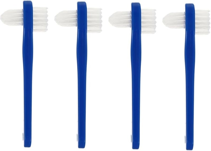 SAFIGLE 4 Pack Portable Denture Cleaning Brush Double Headed with Ergonomic Handle Durable Plastic - Image 1