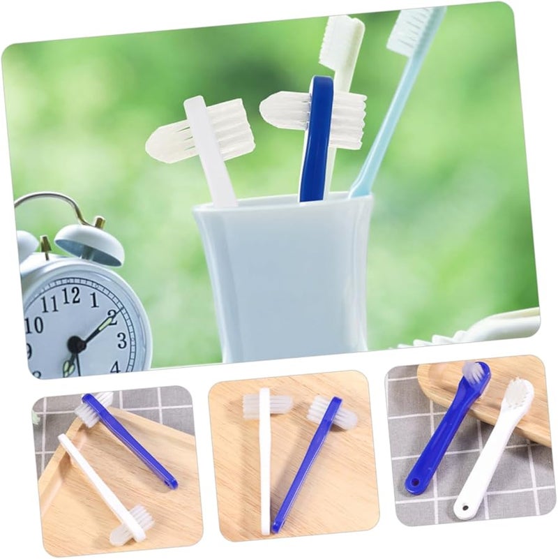 SAFIGLE 4 Pack Portable Denture Cleaning Brush Double Headed with Ergonomic Handle Durable Plastic - Image 4