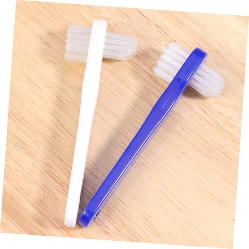 SAFIGLE 4 Pack Portable Denture Cleaning Brush Double Headed with Ergonomic Handle Durable Plastic - Image 5