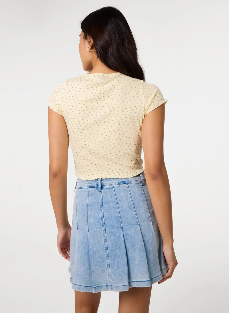 بينك فانيلا Ditsy Print T-Shirt